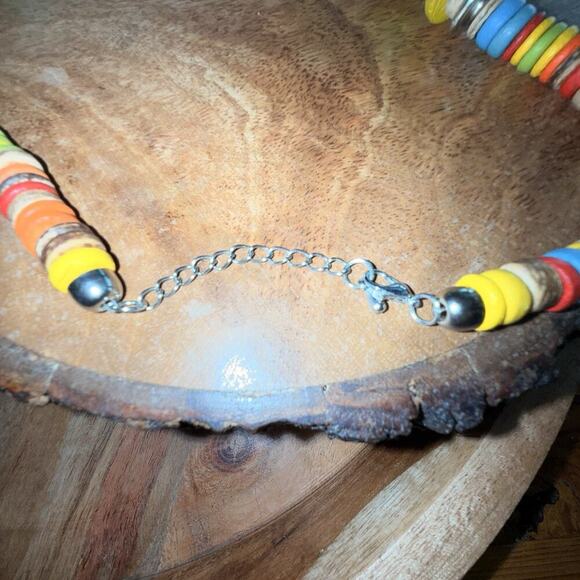 Colorful Boho Mixed Medium Statement Necklace‎ Artsy Bright - Picture 5 of 8